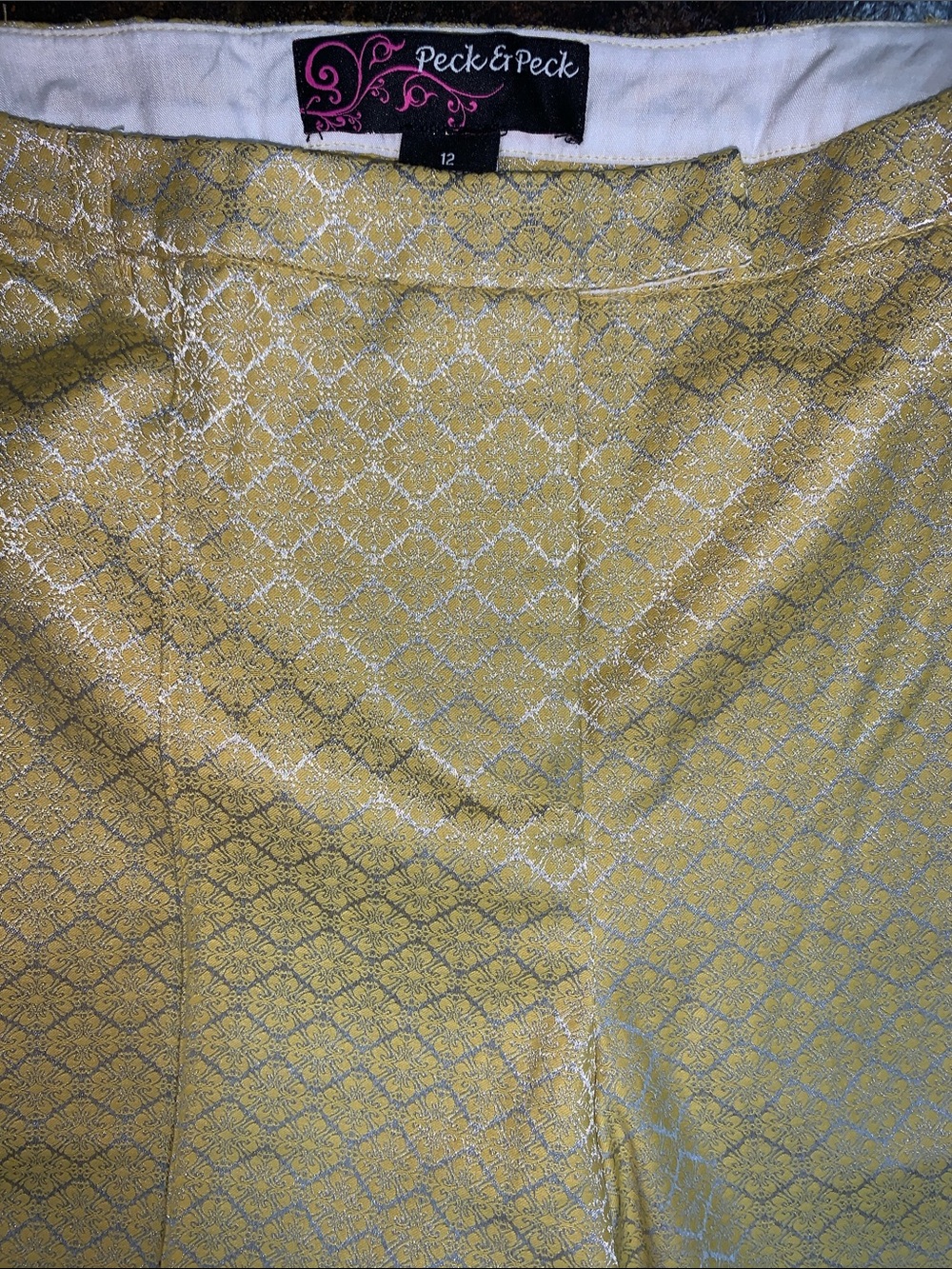 Peck & Peck Gold and Silver Brocade Pencil Pants